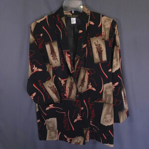 Vintage 80's Emily‎ Adams Blazer Oversized Goth Sepia Roses Size Medium
